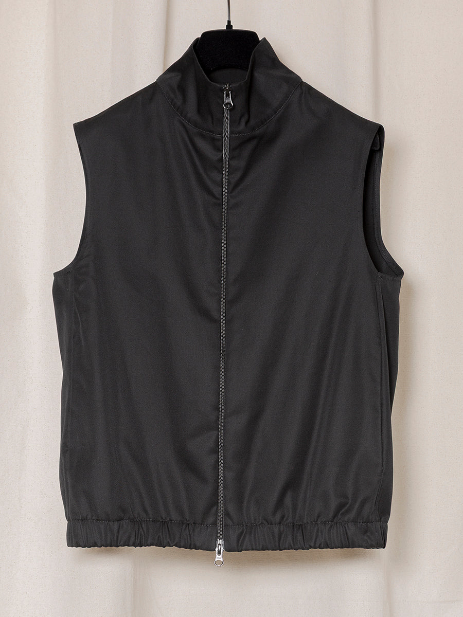 S18 NO.337 BLACK GABARDINE ZIPPER VEST