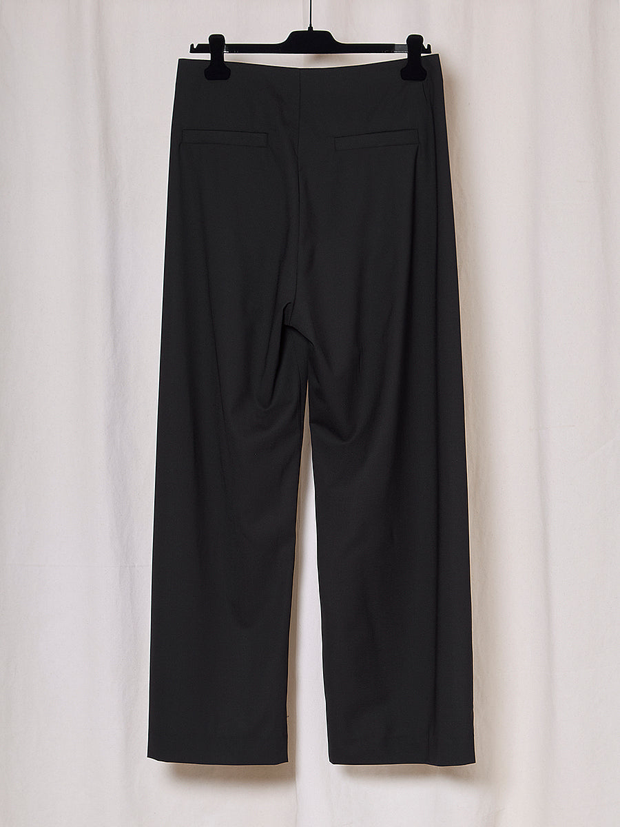 PREORDER S20 NO.343 BLACK FINE WOOL PLEATED TROUSERS