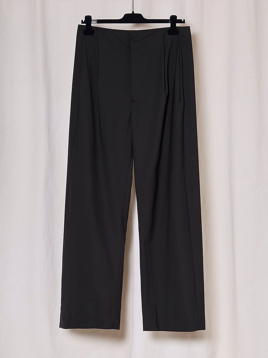 PREORDER S20 NO.343 BLACK FINE WOOL PLEATED TROUSERS