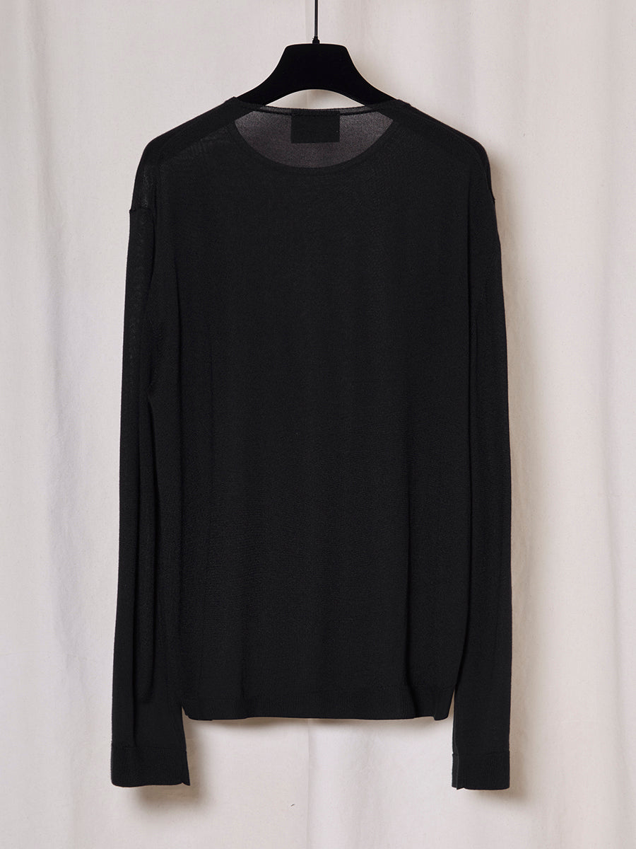 PREORDER S20 NO.344 BLACK THIN SILK CASHMERE PULLOVER
