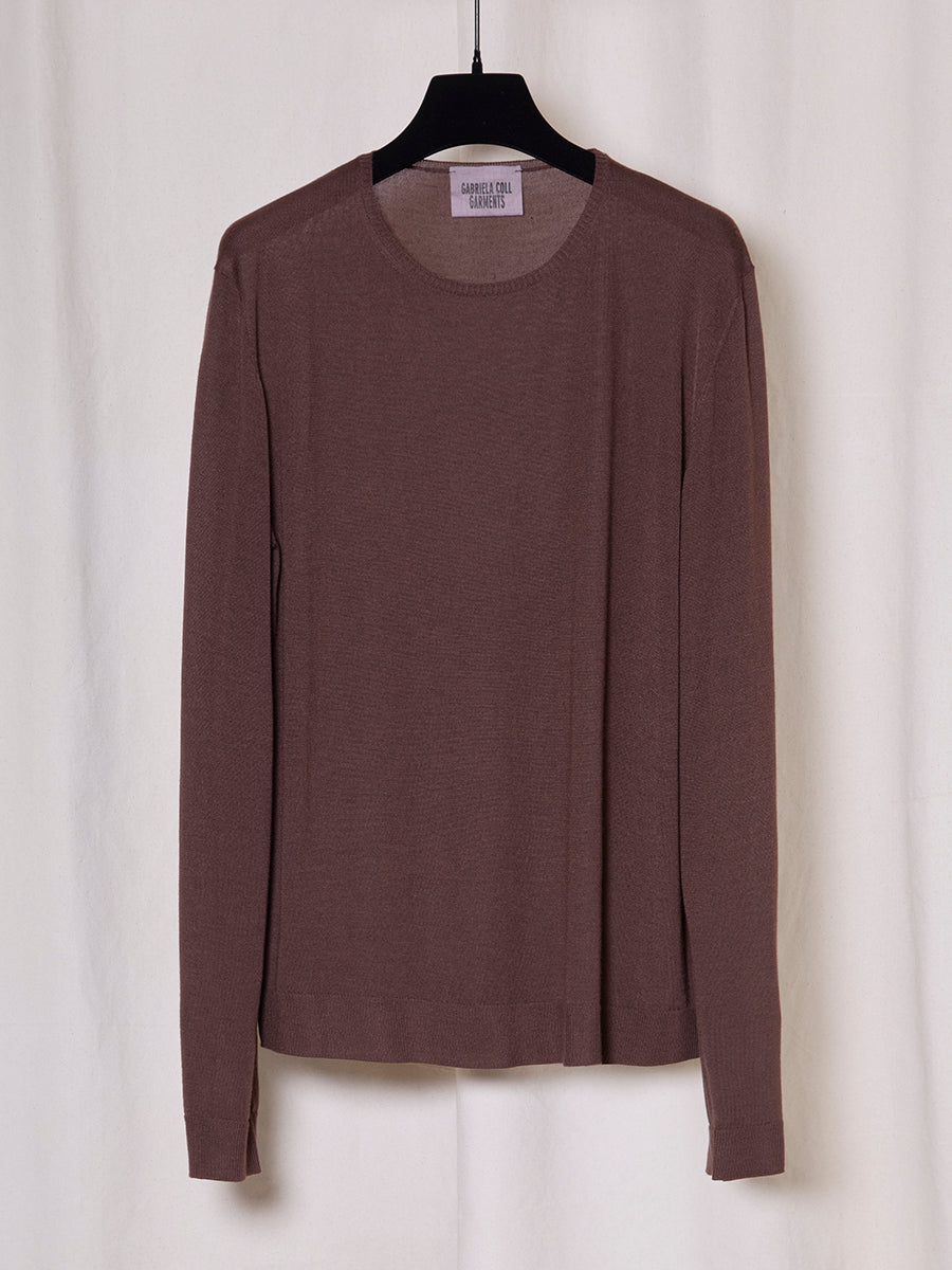 PREORDER S20 NO.344 MERLOT THIN SILK CASHMERE PULLOVER