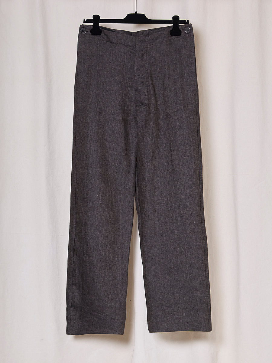 PREORDER S20 NO.353 LINEN BUTTON POCKET TROUSERS