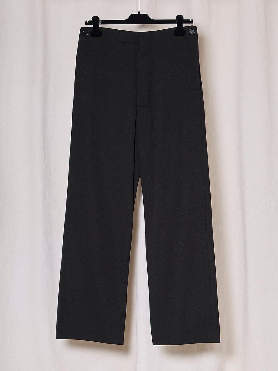PREORDER S20 NO.353 BLACK NYLWOOL BUTTON POCKET TROUSERS