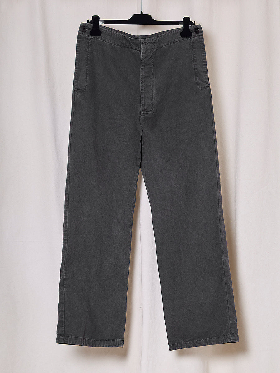 PREORDER S20 NO.353 BLACK THIN CANVAS BUTTON POCKET TROUSERS