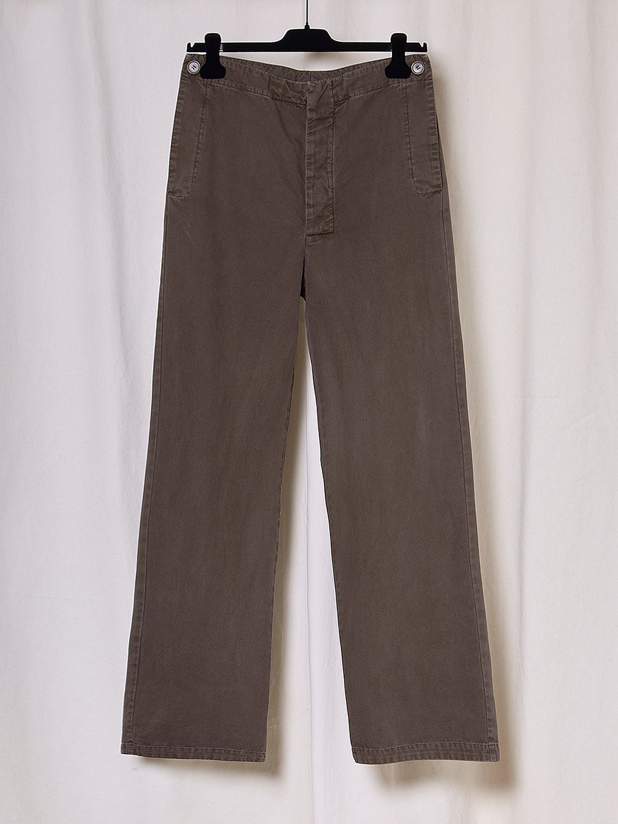 PREORDER S20 NO.353 MUD THIN CANVAS BUTTON POCKET TROUSERS