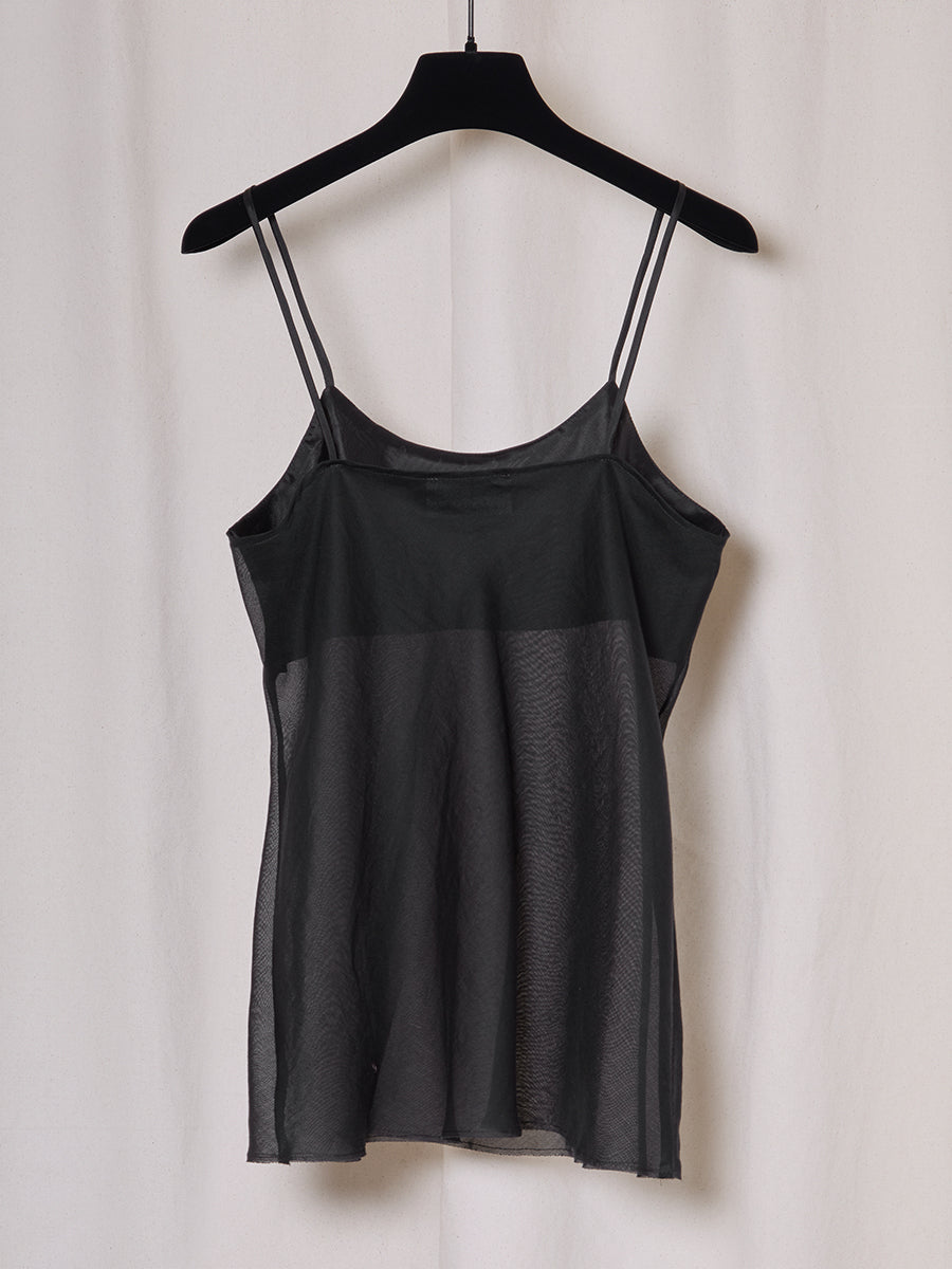 PREORDER S20 NO.359 BLACK COTTON VOILE STRAP TOP