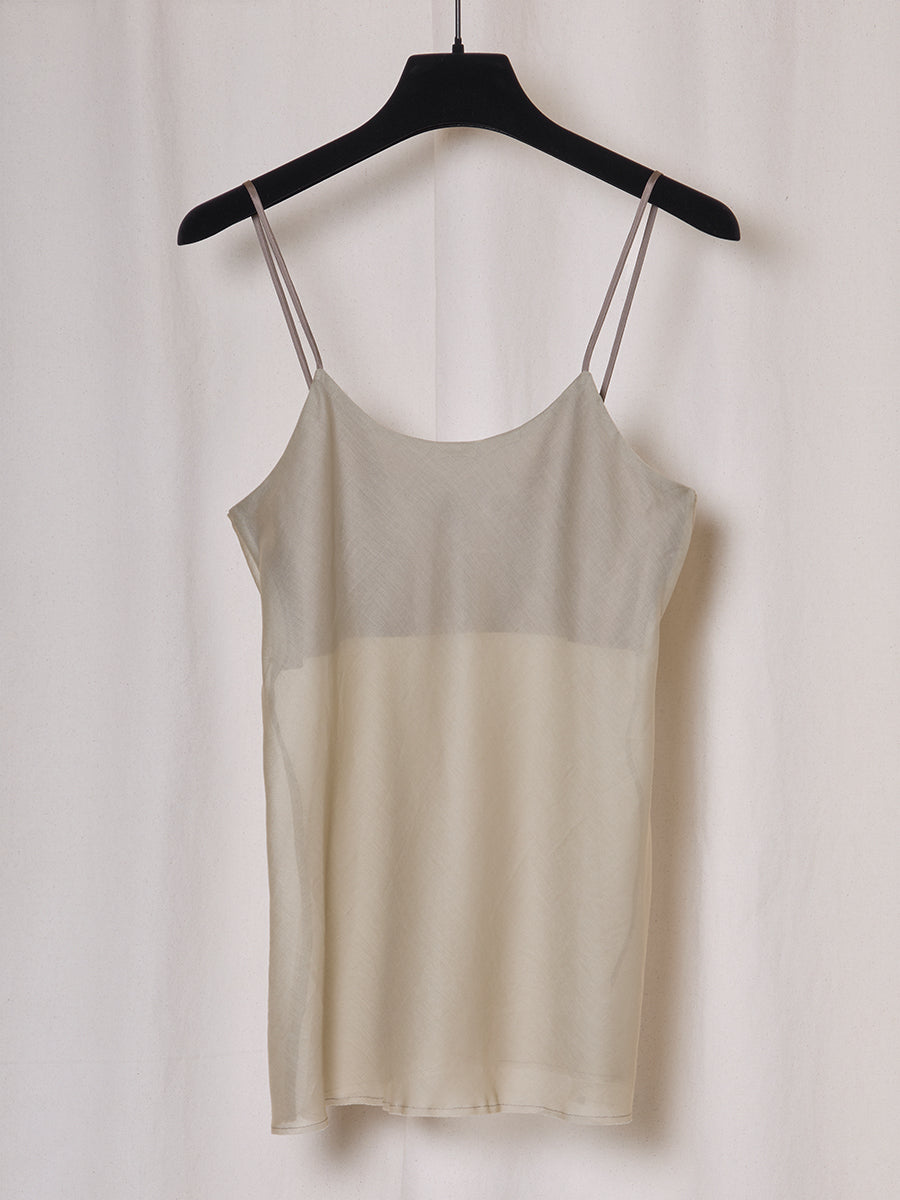 PREORDER S20 NO.359 OFF GREEN COTTON VOILE STRAP TOP