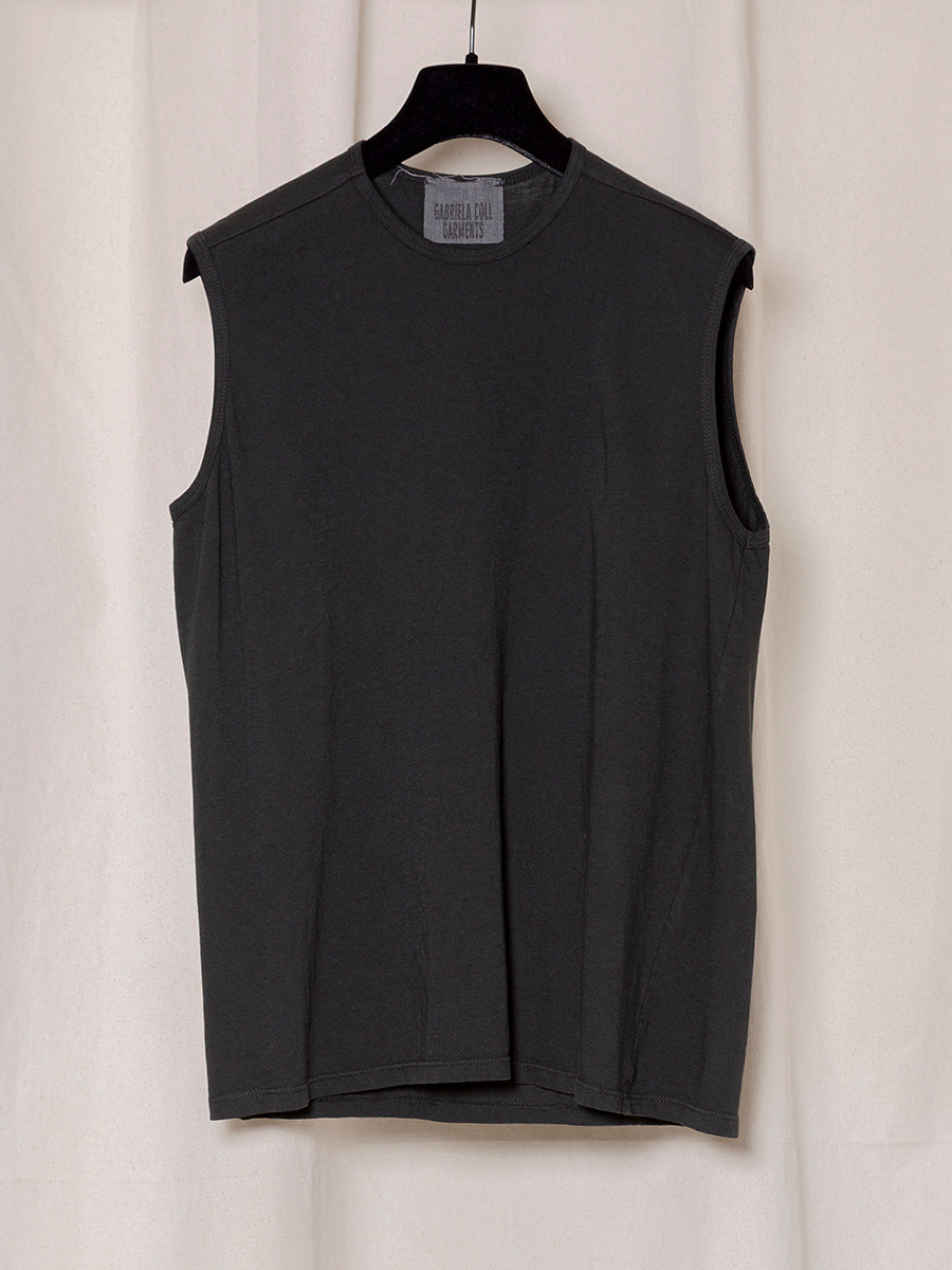 S18 NO.33 BLACK ORGANIC COTTON SLEEVELESS T-SHIRT