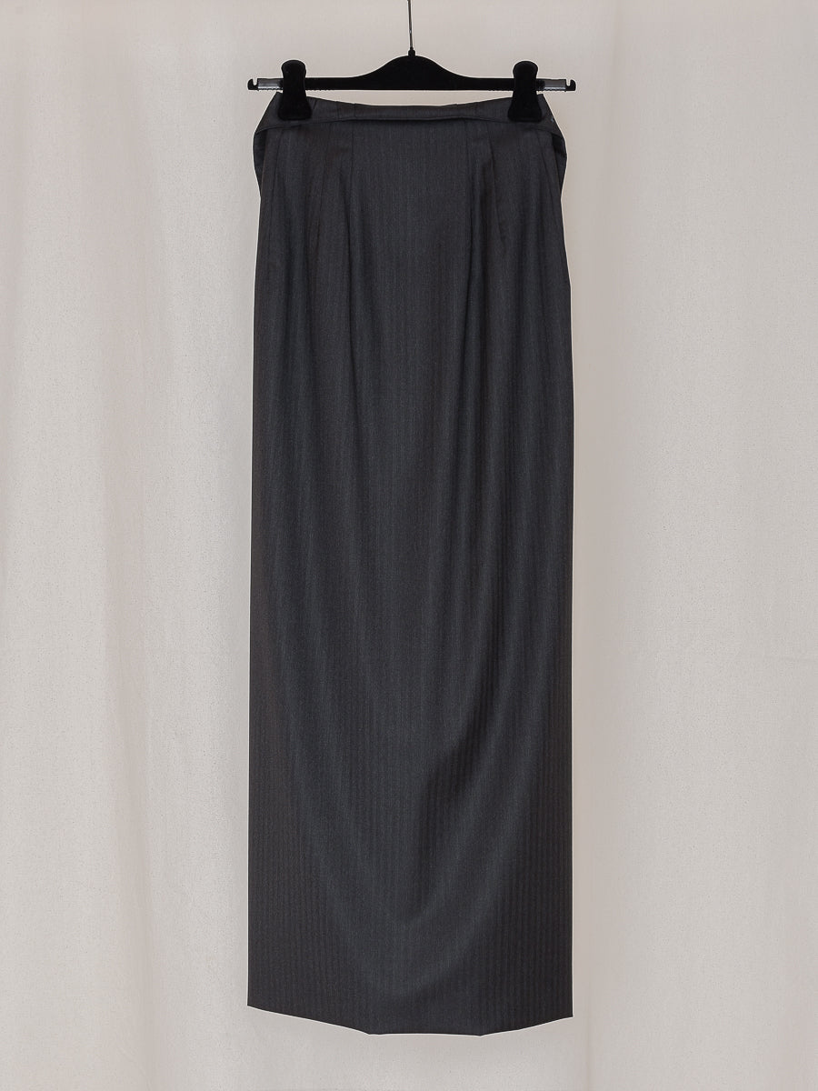 ARCHIVE NO.51 PINSTRIPE FOLDOVER BUTTONED SKIRT