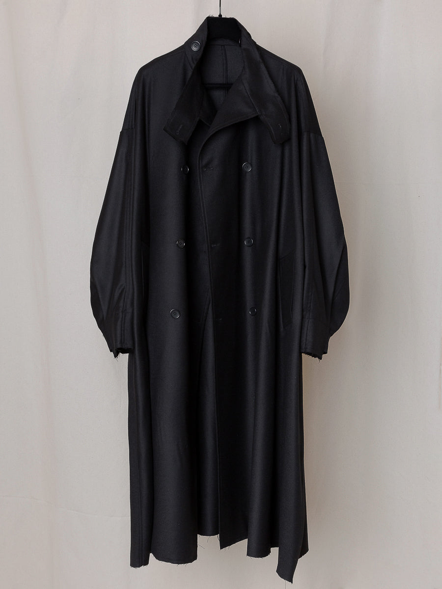 S17 NO.65 BLACK HEAVY WOOL OVERSIZED COAT