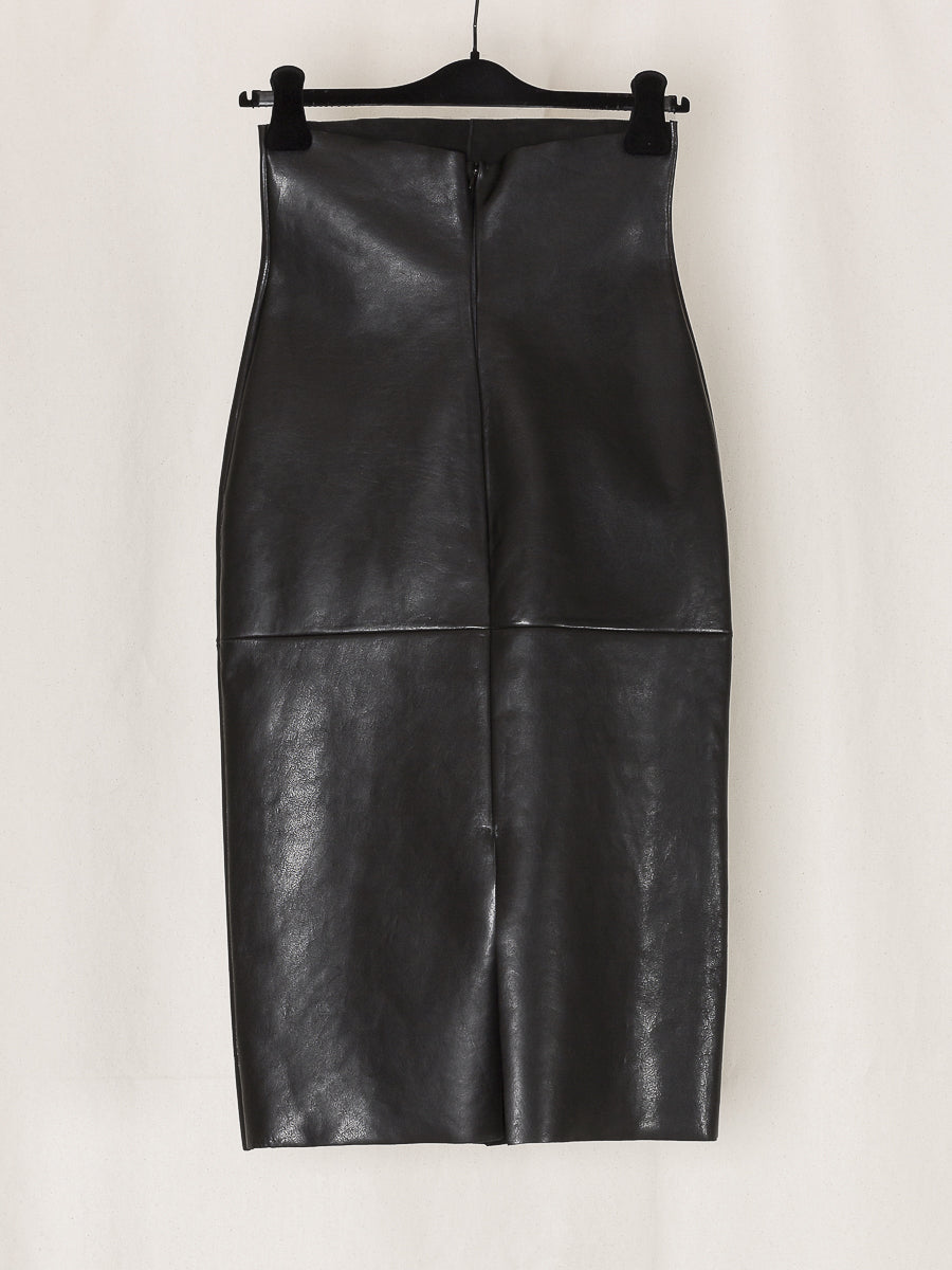 S17 NO.69 BLACK LEATHER HIGH WAIST SKIRT