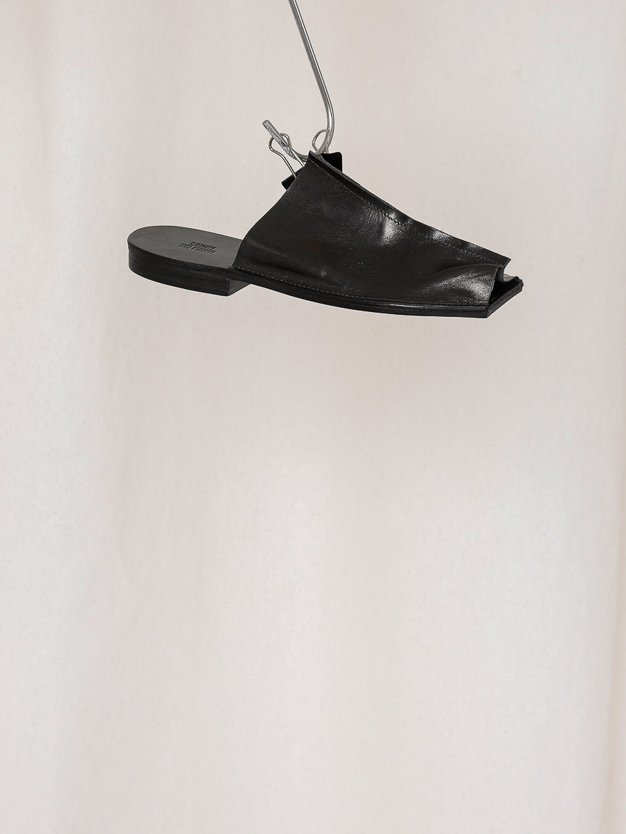 PREORDER S20 NO.7 BLACK LEATHER OPEN TOE BABOUCHE