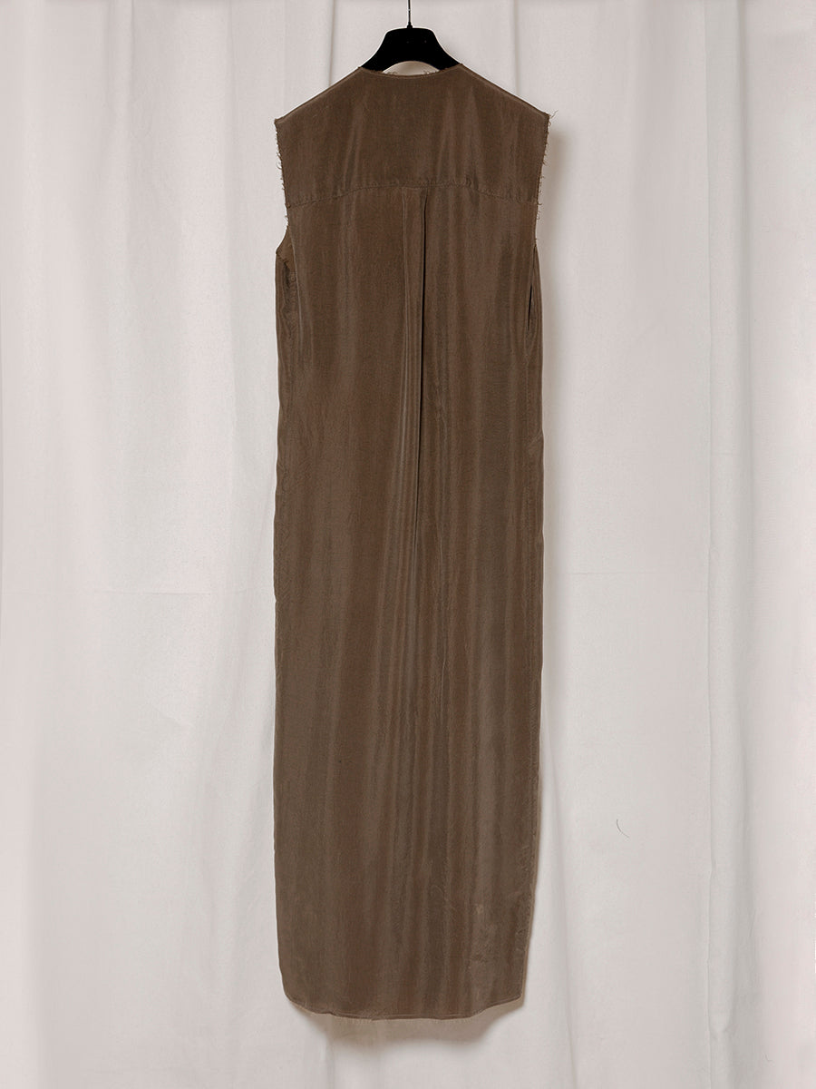 S18 NO.90 BROWN CUPRO SLEEVELESS DRESS