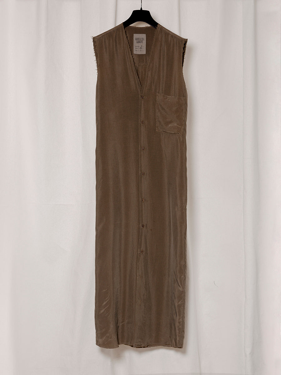 S18 NO.90 BROWN CUPRO SLEEVELESS DRESS