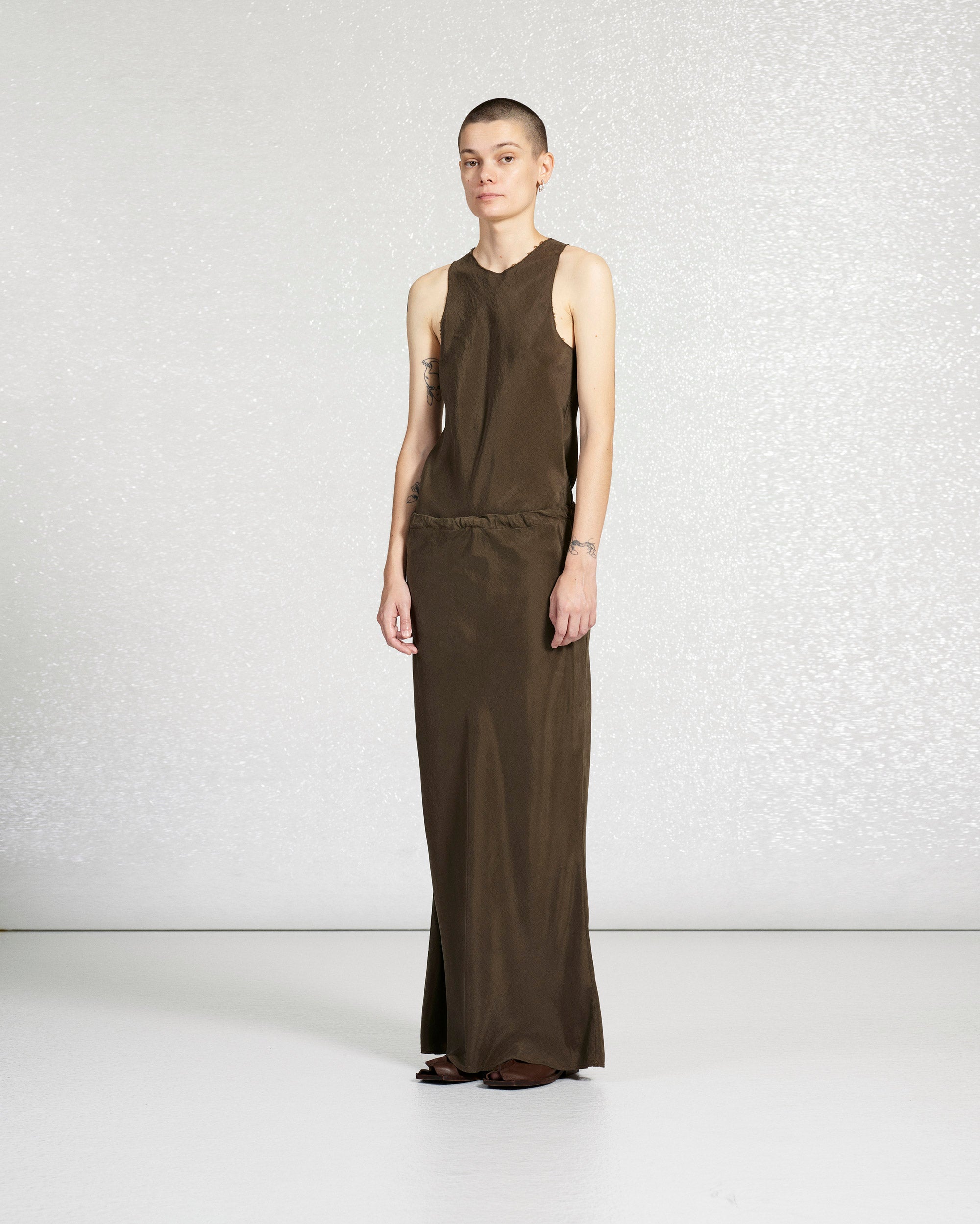 S18 NO.73 STONE CUPRO BIAS CUT TOP