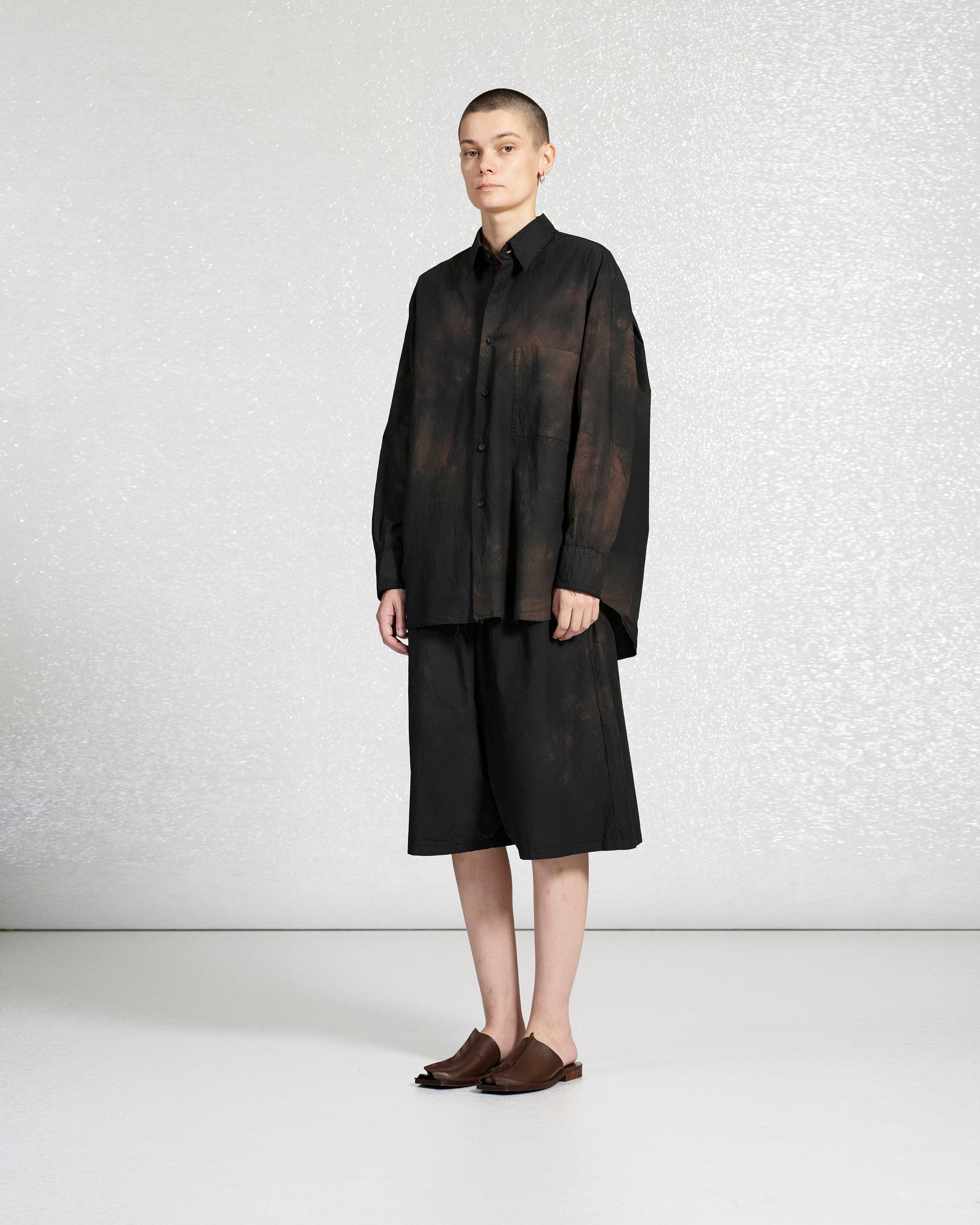 S18 NO.328 BROWN/BLACK POPLIN OVERSIZED SHIRT