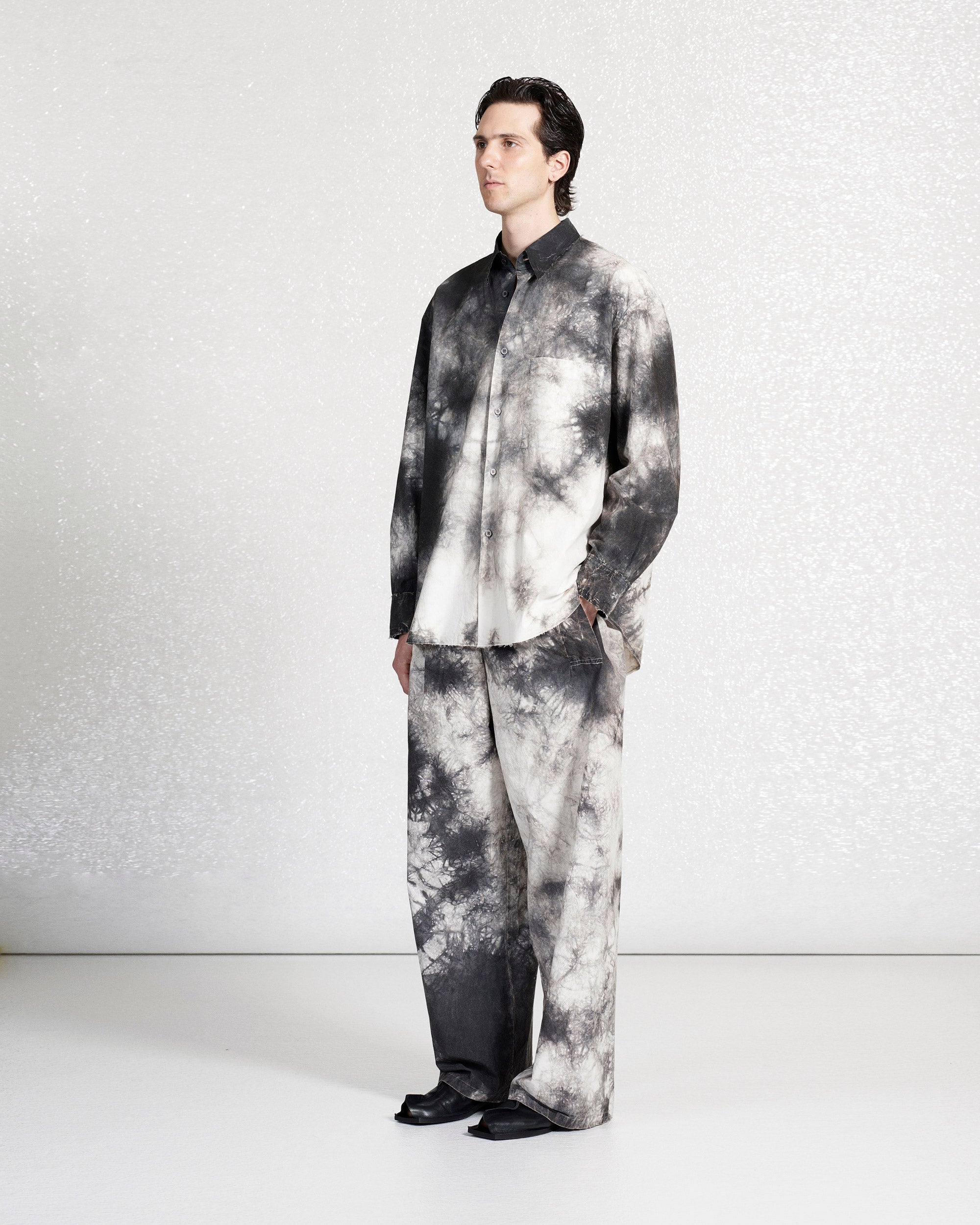 S18 NO.287 WHITE/BLACK POPLIN FLAP POCKET TROUSERS