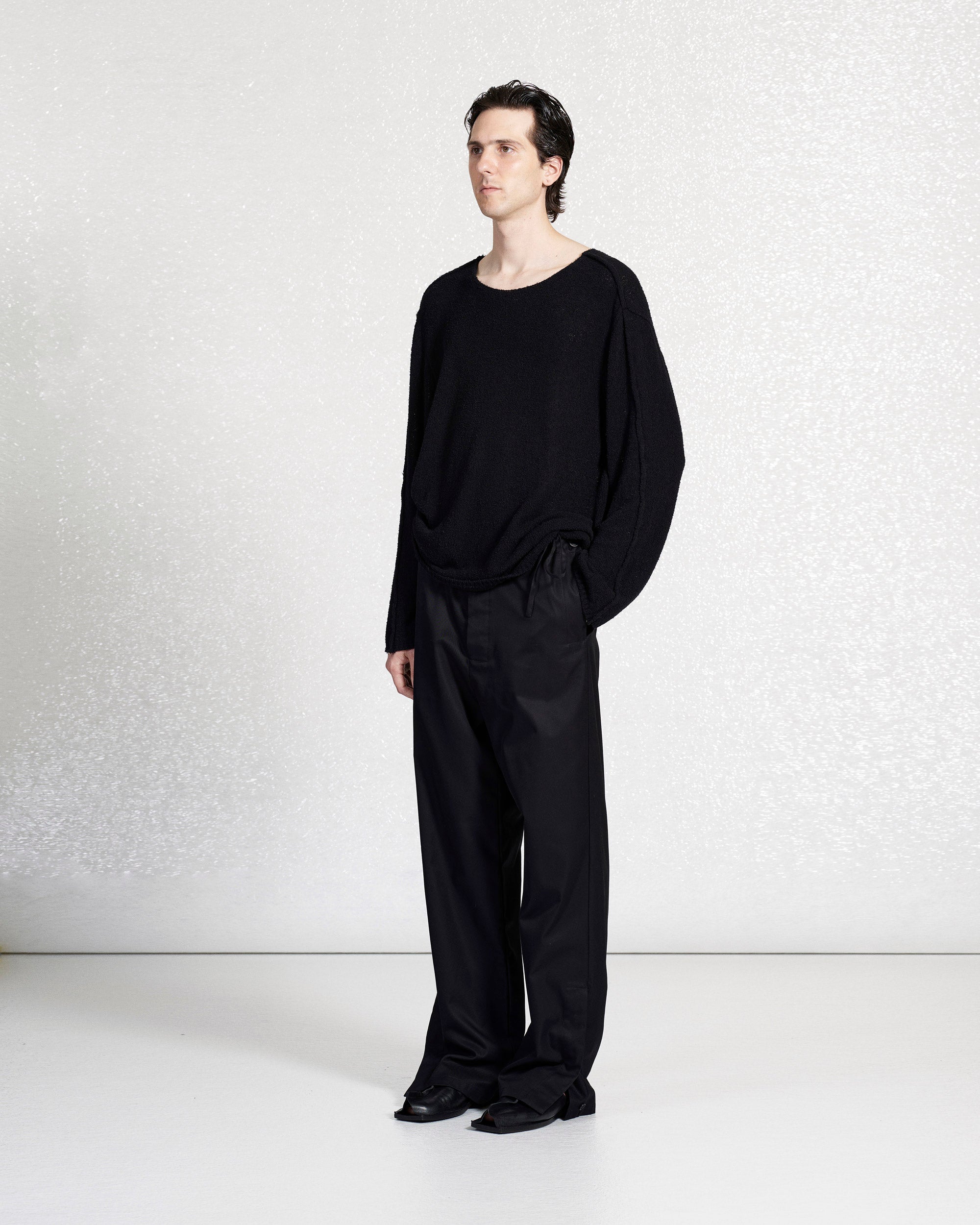 S18 NO.329 BLACK GABARDINE ADJUSTABLE TROUSERS