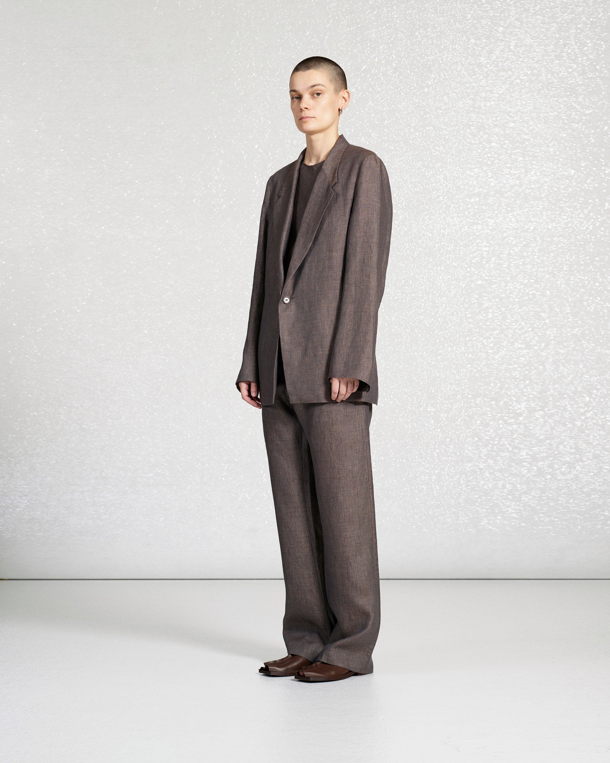 S18 NO.206 BROWN LINEN TAILORED JACKET
