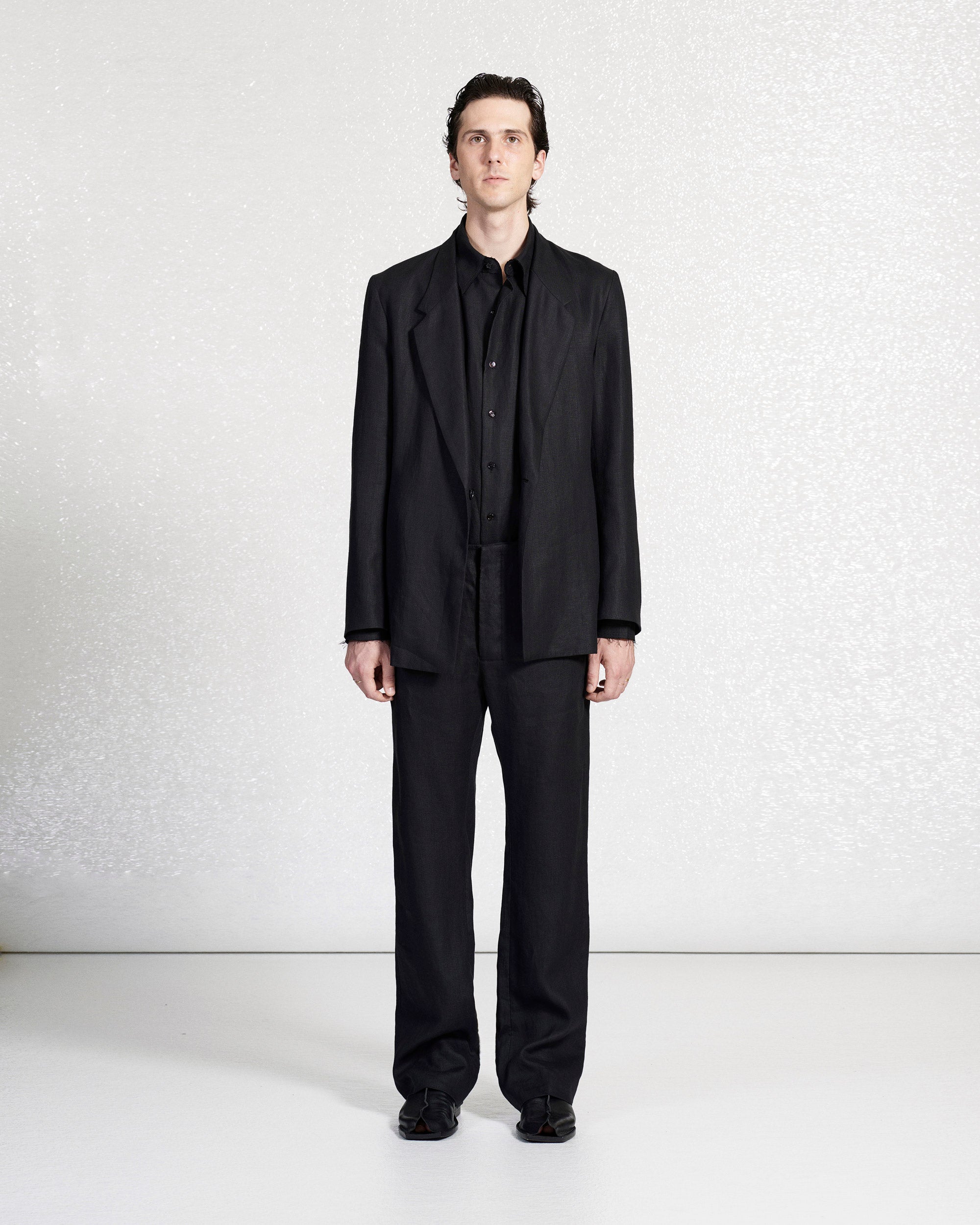 S18 NO.206 BLACK LINEN TAILORED JACKET