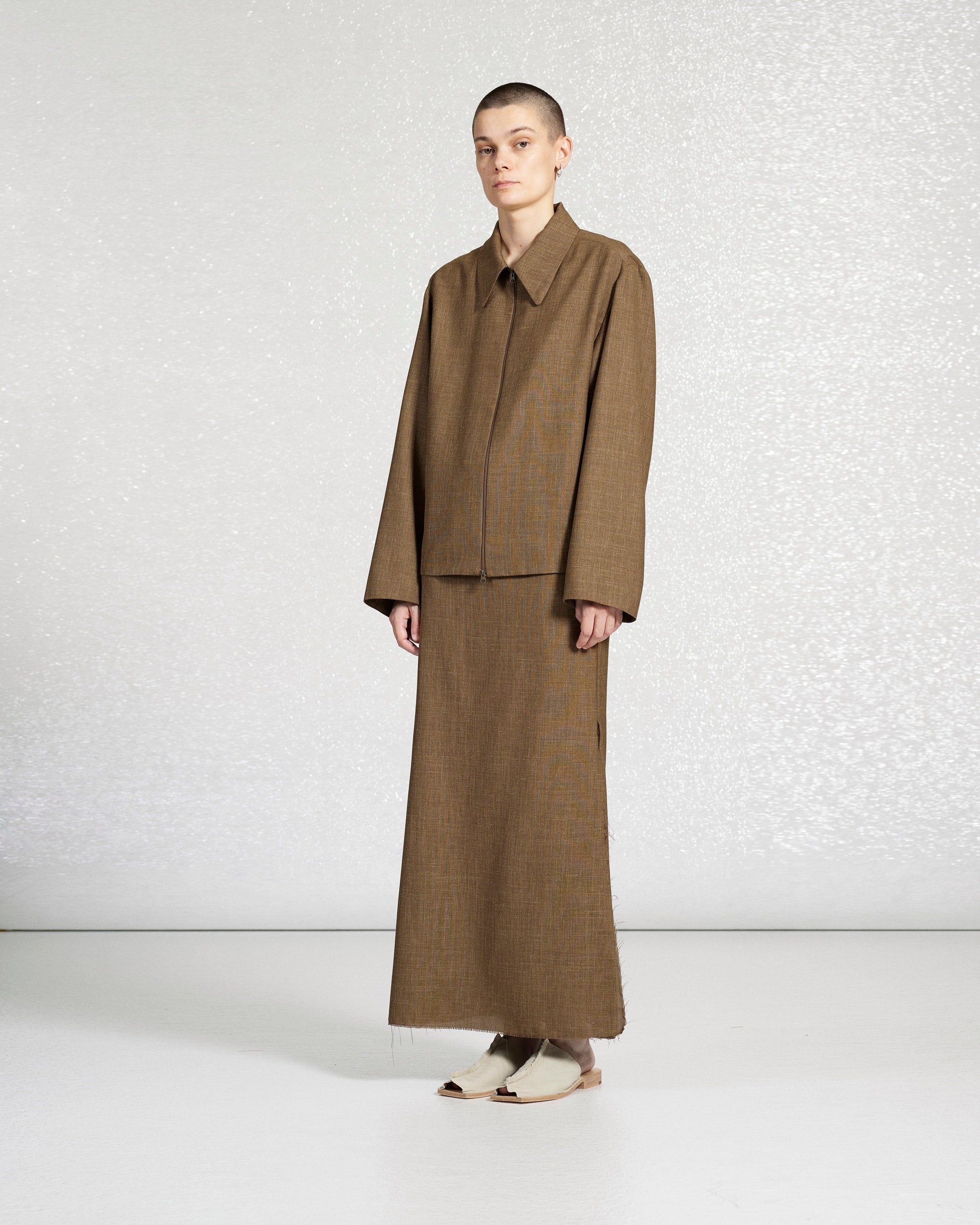 S18 NO.290 SUMMER WOOL SLIT SKIRT