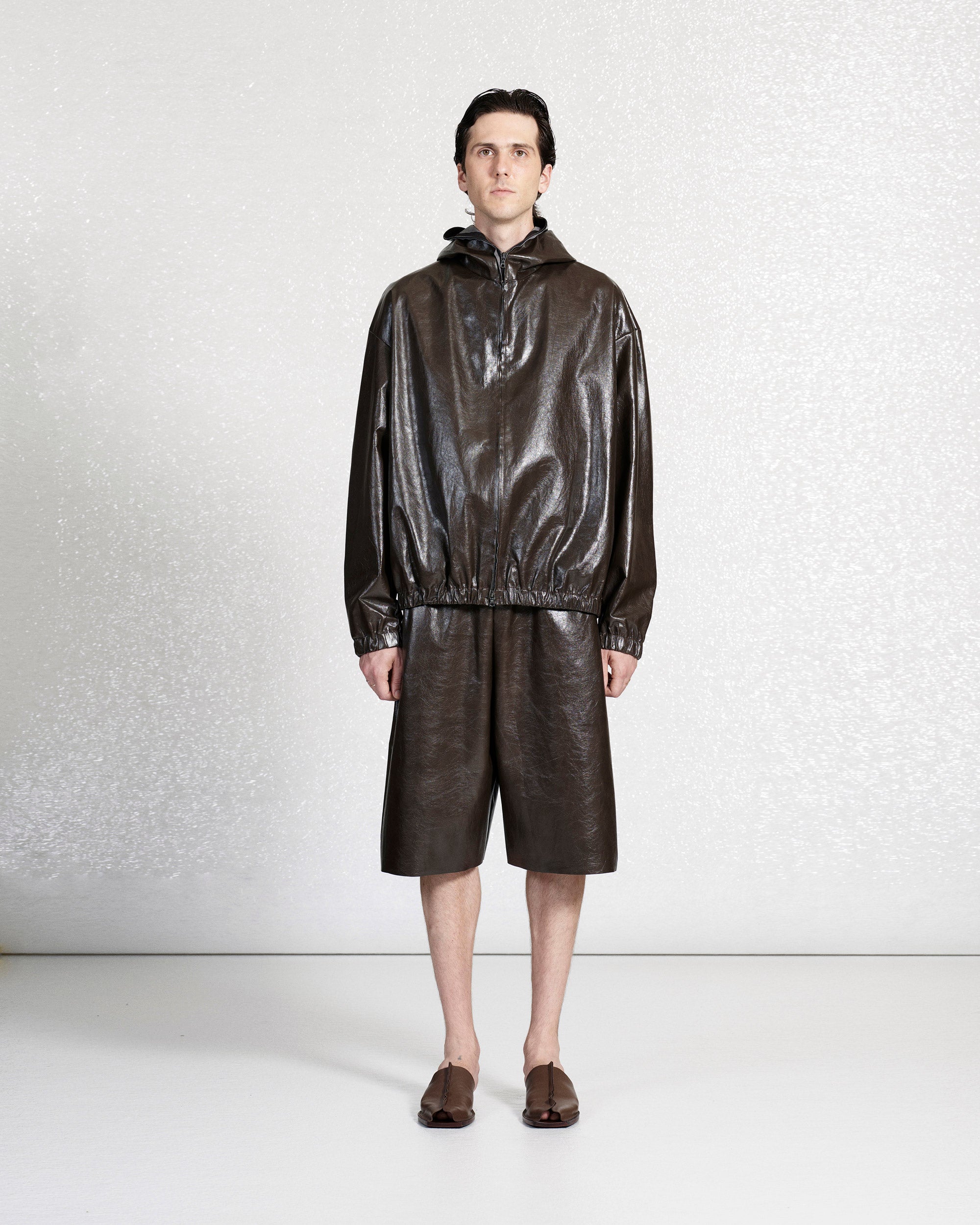 S18 NO.259 SAND LEATHER SHORT TROUSERS