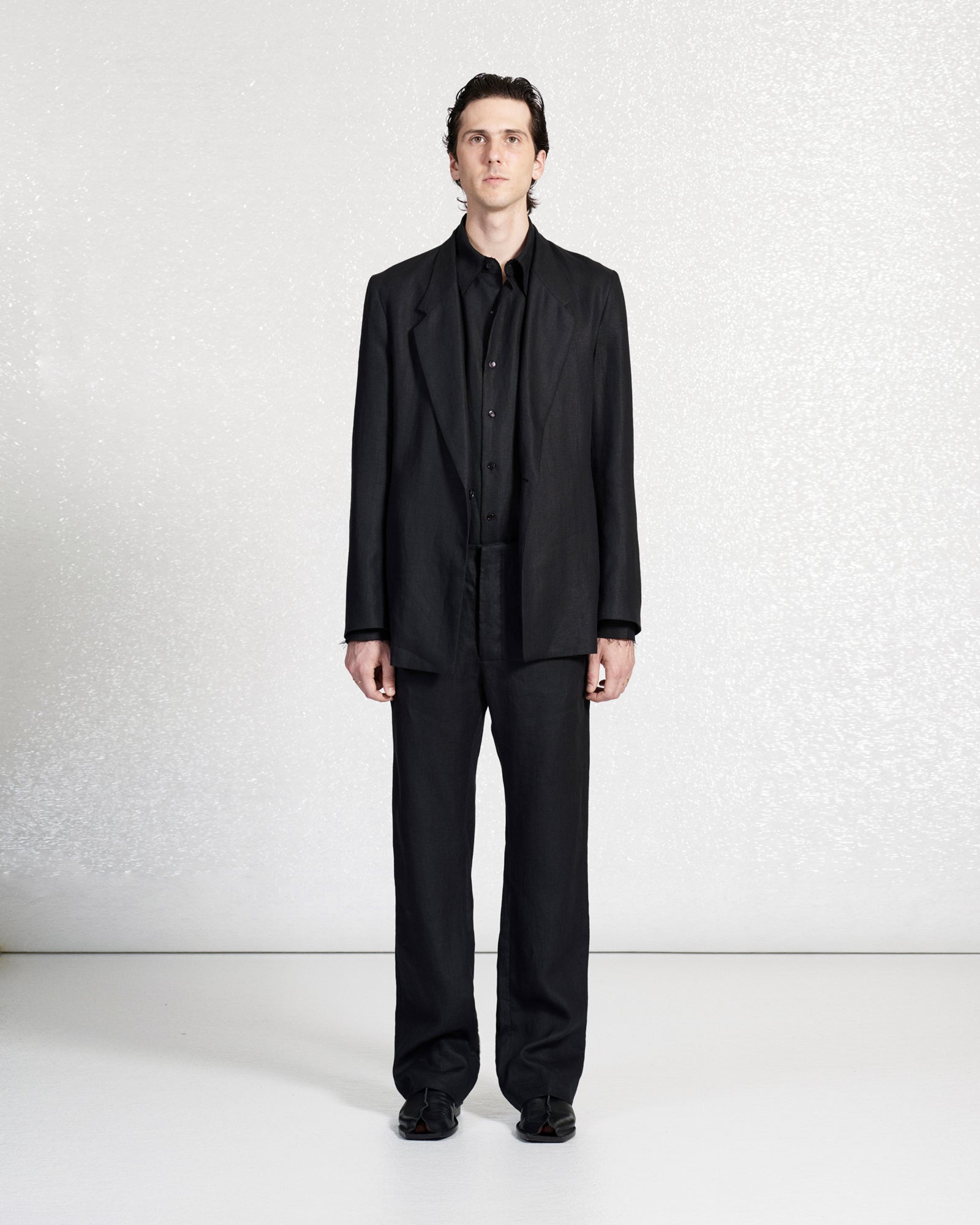 S18 NO.205 BLACK LINEN TAILORED TROUSERS